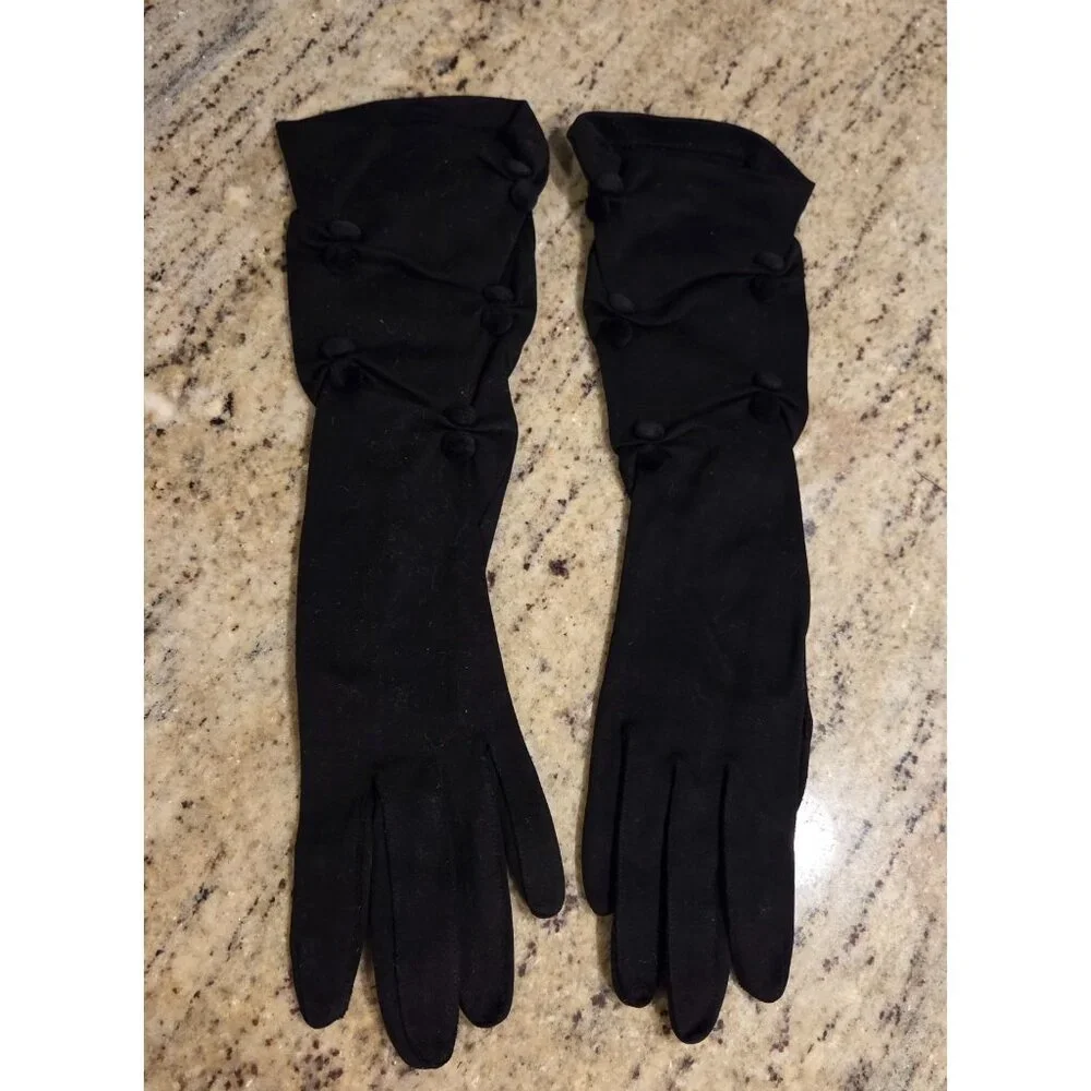 Vintage Womens Size M 7 Black Cotton Formal 13.5